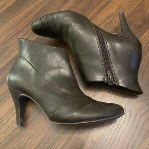 Unlisted Brown Heeled Booties - Kitten Heel Boots Brown Leather Boot Hand Glide